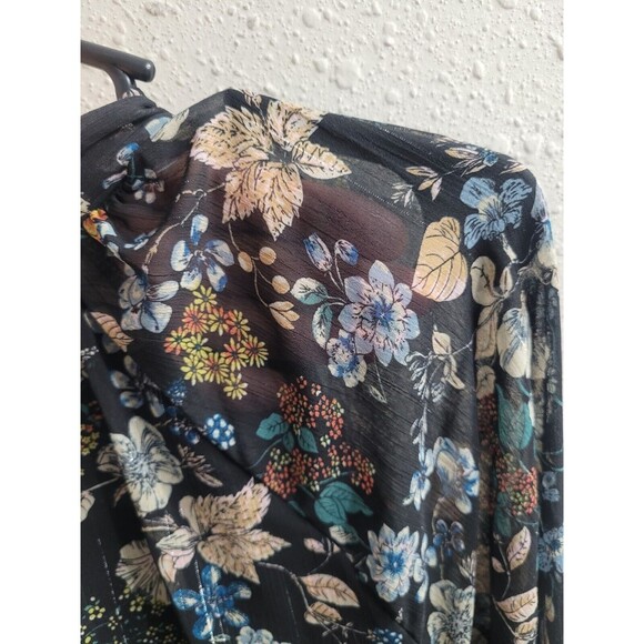 Moon River Mini Dress Tie Bow Neck Navy Allover Floral Print Womens XS - Picture 7 of 8